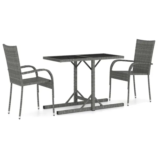 Zestaw jadalniany ogrodowy, rattan PE, antracytowy, 110x53x72 cm