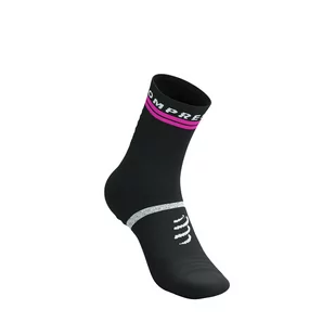 COMPRESSPORT Skarpetki do biegania PRO MARATHON SOCKS V2.0 black/safe yellow/neo pink - Skarpetki sportowe męskie - miniaturka - grafika 3