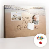 Tablice i flipcharty - Szkolna Tablica korkowa 60x40 cm, Kolorowe Pinezki, wzór Cytat na plaży - miniaturka - grafika 1