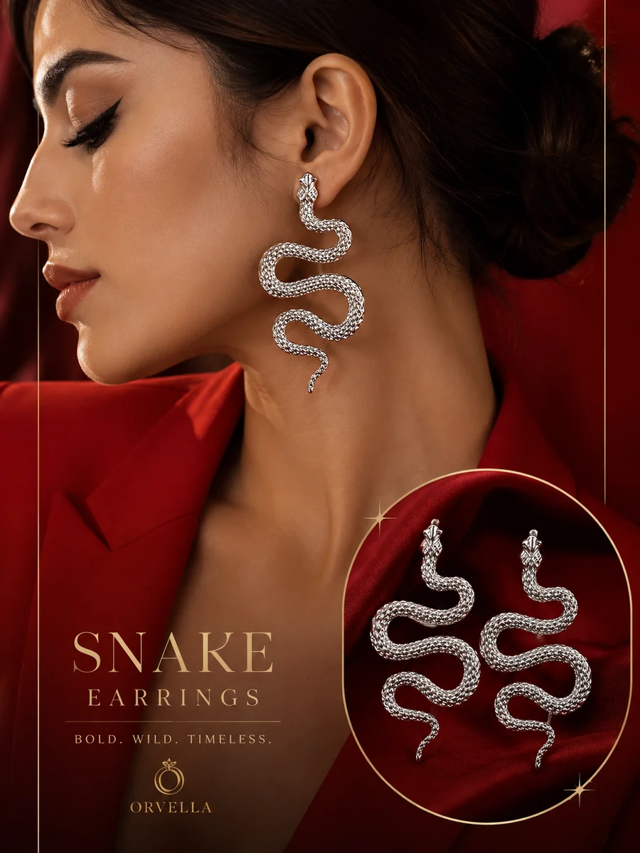 Kolczyki srebrne zestali szlachetnej w kształcie żmii AURELIS SERPENT SILVER