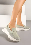 Półbuty damskie - Zielone Półbuty na Tłoczonej Platformie Eraviella - miniaturka - grafika 1