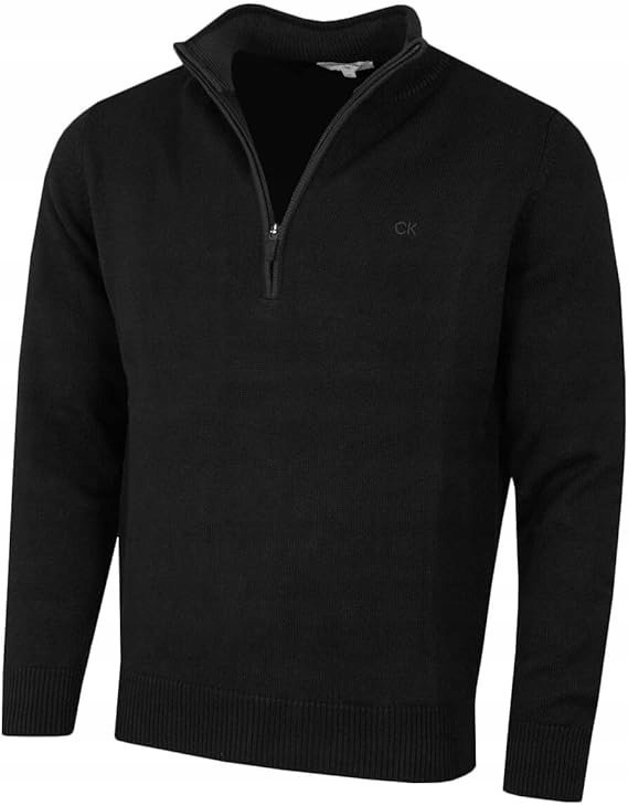 CALVIN KLEIN CZARNY SWETER MĘSKI Z PÓŁGOLFEM I ZAMKIEM L 17AA