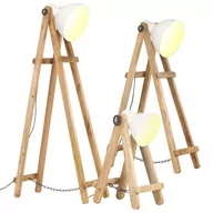 Lampy sufitowe - VidaXL Lampy podłogowe, 3 szt., białe, E27, lite drewno mango 320594 VidaXL VidaXL - miniaturka - grafika 1