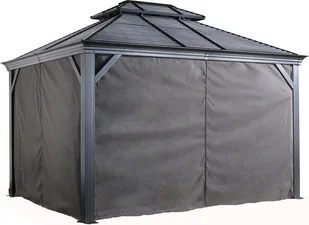 vidaXL Sojag Zasłony wraz z klipsami do altanki Mykonos Messina 1216 Szary - Altany ogrodowe - miniaturka - grafika 1