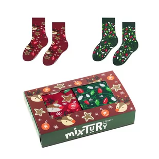 Zestaw kolorowych skarpetek w ozdoby świąteczne r.30-35 - mixTURY Na choinkę - Skarpetki dla dzieci - miniaturka - grafika 1