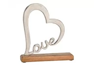 Figurki dekoracyjne - HOME DECOR Serce Love na podstawce z drewna mango , 23cmx25cmx5cm - miniaturka - grafika 1