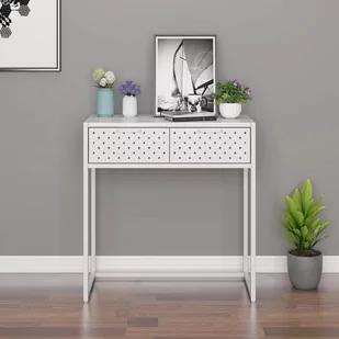 shumee Stolik konsolowy biały 72x35x75 cm stalowy - Konsole i sekretarzyki - miniaturka - grafika 1