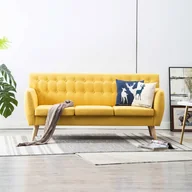 Sofy i kanapy - vidaXL 3-osobowa sofa tapicerowana tkaniną, 172x70x82 cm, żółta - miniaturka - grafika 1