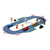 Tory, garaże, parkingi - Zestaw drewniany tor wyścigowy Tooky Toy - miniaturka - grafika 1