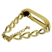 Akcesoria do pulsometrów i zegarków sportowych - OPASKA METALOWA BRANSOLETKA W SERCA do XIAOMI MI BAND 3/4 (złoty) - miniaturka - grafika 1