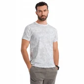 Koszulki męskie - Wzorzysta bawełniana męska koszulka modna biała Ombre OM-TSFP-0223 V1 r XL - miniaturka - grafika 1