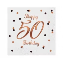 Serwetki B&C Happy 50 Birthday białe 33x33 20szt - Godan - Folia, papier śniadaniowy, serwetki - miniaturka - grafika 1