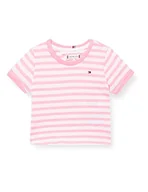 Koszulki i topy damskie - Tommy Hilfiger Dziewczęca koszula Essential Stripe Top S/S, Cotton Candy/White - miniaturka - grafika 1