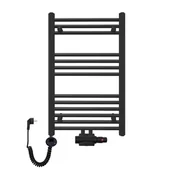 Grzejniki łazienkowe - Rebison Grzejnik łazienkowy wodno-elektryczny TRM 800 czarny, Zestaw termostatyczny - Zestaw czarny, Szerokość - 500 mm, Grzałka elektryczna - Czarna 600 w - miniaturka - grafika 1