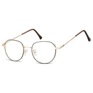 Okulary korekcyjne, oprawki, szkła - Oprawki korekcyjne panto okulary zerówki 904D ciemny brąz/złoty - miniaturka - grafika 1