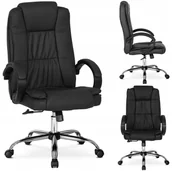 Fotele i krzesła biurowe - Fotel Obrotowy Gabinetowy do Biurka Skóra Ekologiczna Relax Czarny Skórzany - miniaturka - grafika 1