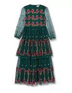 Sukienki - Frock and Frill Damska kwiecista haftowana sukienka na specjalne okazje, zielona, 12, ZIELONY, 38 - miniaturka - grafika 1