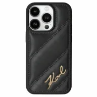 Etui i futerały do telefonów - Etui Karl Lagerfeld Diagonal Quilted Script na iPhone 13 - czarne - miniaturka - grafika 1