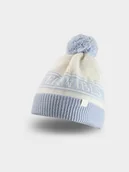 Czapki dla dzieci - 4F Czapka zimowa z pomponem dziewczęca - niebieska Uniwersalny - miniaturka - grafika 1