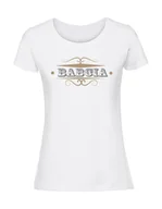 Koszulki i topy damskie - Damska koszulka z nadrukiem - BABCIA SREBRNO ZŁOTY NADRUK biały S - miniaturka - grafika 1