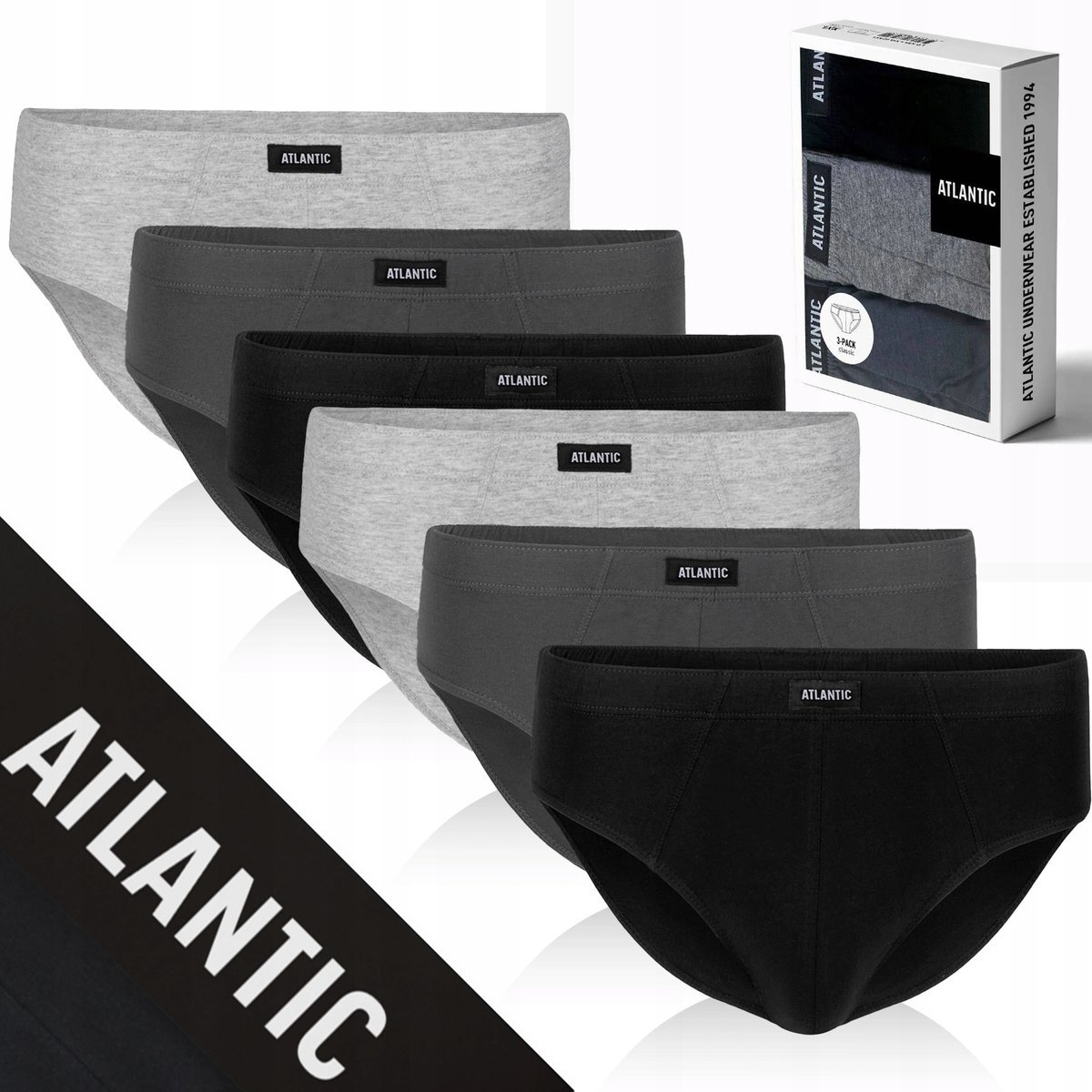 SLIPY MAJTKI MĘSKIE ATLANTIC ZESTAW 6 SZTUK KLASYCZNE BAWEŁNIANE *XXL