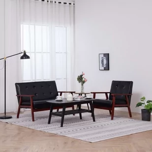 vidaXL 2-częściowy zestaw wypoczynkowy czarny sztuczna skóra 278395 - Komplety wypoczynkowe - miniaturka - grafika 1