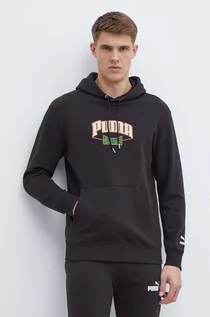 Bluzy męskie - Puma bluza bawełniana męska kolor czarny z kapturem z nadrukiem 624396 - grafika 1