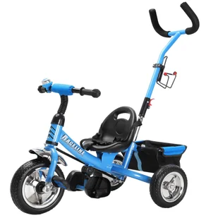 Rowerek trójkołowy Raceline Niebieski Metalowy + Drążek - Rowerki trójkołowe - miniaturka - grafika 1