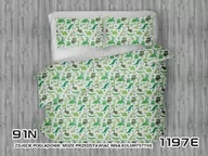 Pościel - Extrapościel Pościel bawełniana 160x200 1197E biała Dinozaury zielone oliwkowe - miniaturka - grafika 1