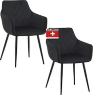 Krzesła - Zestaw 2 krzeseł do jadalni ALBATROS SALO, czarne - Nowoczesne i stylowe, wygodne krzesło tapicerowane - Eleganckie krzesło kuchenne, krzesło do jadalni lub krzesło do stołu w stylu retro - miniaturka - grafika 1