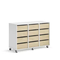 Meble do szkół i przedszkoli - Regał szkolny CASPER, 12 szuflad, biały, brzoza - miniaturka - grafika 1