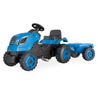 Jeździki dla dzieci - SMOBY Traktor XL Niebieski na Pedały z Przyczepką - miniaturka - grafika 1
