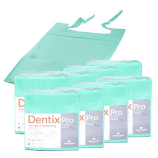 Śliniak dentystyczny z kieszonką 39cm x 48cm zielony podfoliowany 54g DentixPro 400szt - Sprzęt i akcesoria stomatologiczne - miniaturka - grafika 1