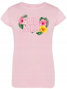 T-Shirt damski nadruk kwiaty SUMMER r.S - Koszulki i topy damskie - miniaturka - grafika 1