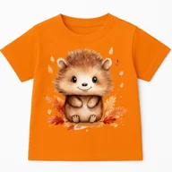Koszulki dla dziewczynek - Pomarańczowa koszulka z Jeżem na Dzień Jeża - wzór jeż16 - miniaturka - grafika 1