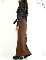 Spódnice - Spódnica maxi z rozcięciem VALA - czekoladowa - miniaturka - grafika 1