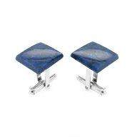 Spinki do mankietów i krawatów - Srebrne spinki do mankietów z Dumortierytem kwadratowym (S643) Srebro [925] - miniaturka - grafika 1