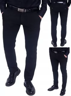 Spodnie męskie - Spodnie eleganckie męskie czysto czarne - 36 - grafika 1