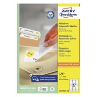Etykiety do drukarek - Avery Zweckform Usuwalne etykiety uniwersalne Zweckform A4 100ark./op. 63,5x29,6mm białe PROMOCJA! AVE-L4737REV-100 - miniaturka - grafika 1