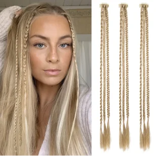 TEMU Warkocze przedłużanie włosów, 3 sztuki Clip w przedłużaniu włosów warkoczyki dla dzieci, 3 warkocze na jednym klipsie 6 warkoczy w , 22 cale - Pozostałe akcesoria fryzjerskie - miniaturka - grafika 1