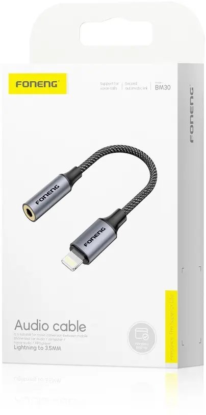 Adapter USB Foneng FONENG BM30 Lightning / Jack 3.5mm 0.14m czarny FON62