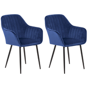 Krzesła - Beliani Zestaw 2 krzeseł do jadalni welur ciemnoniebieski WELLSTON - miniaturka - grafika 1