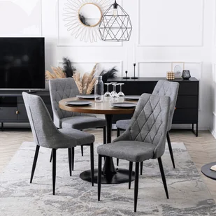 Krzesło Tapicerowane do Salonu CORK 2 Szare Nowoczesne Loft - Krzesła - miniaturka - grafika 1