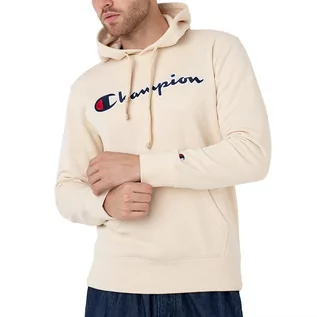 Bluzy męskie - Champion Bluza Embroidered Script Logo Hoodie 217060-YS015 - beżowa - grafika 1