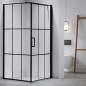 Kabiny prysznicowe - Kabina prysznicowa loftowy styl 80x80 czarne szprosy BS13A - miniaturka - grafika 1