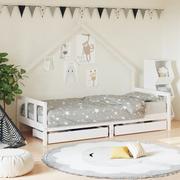 Łóżeczka i kojce - vidaXL Rama łóżka dziecięcego z szufladami, biała, 90x190 cm, sosna - miniaturka - grafika 1