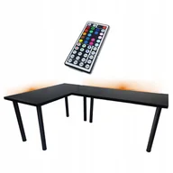 Biurka gamingowe - Biurko Gamingowe Narożne Czarne Led Rgb - miniaturka - grafika 1