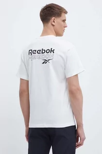 Koszulki męskie - Reebok t-shirt bawełniany Brand Proud męski kolor beżowy z nadrukiem 100076380 - grafika 1