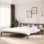 Łóżka - Lumarko Rama łóżka, szara, lite drewno, 180x200 cm, Super King - miniaturka - grafika 1