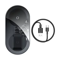 Ładowarki do telefonów - Baseus Simple Pro 2w1 bezprzewodowa ładowarka Qi do telefonu i słuchawek AirPods 15W przezroczysty (WXJK-CA02) - miniaturka - grafika 1